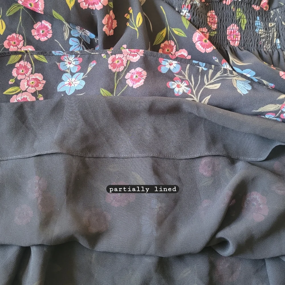 Kate Spade NY Airy‎ Lightweight Floral V-Neck Meadow Smock Waist Dress Large